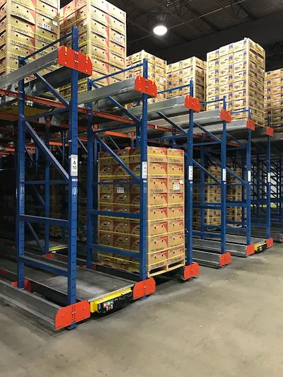 Spacemaker Pallet Mole shuttle in a warehouse