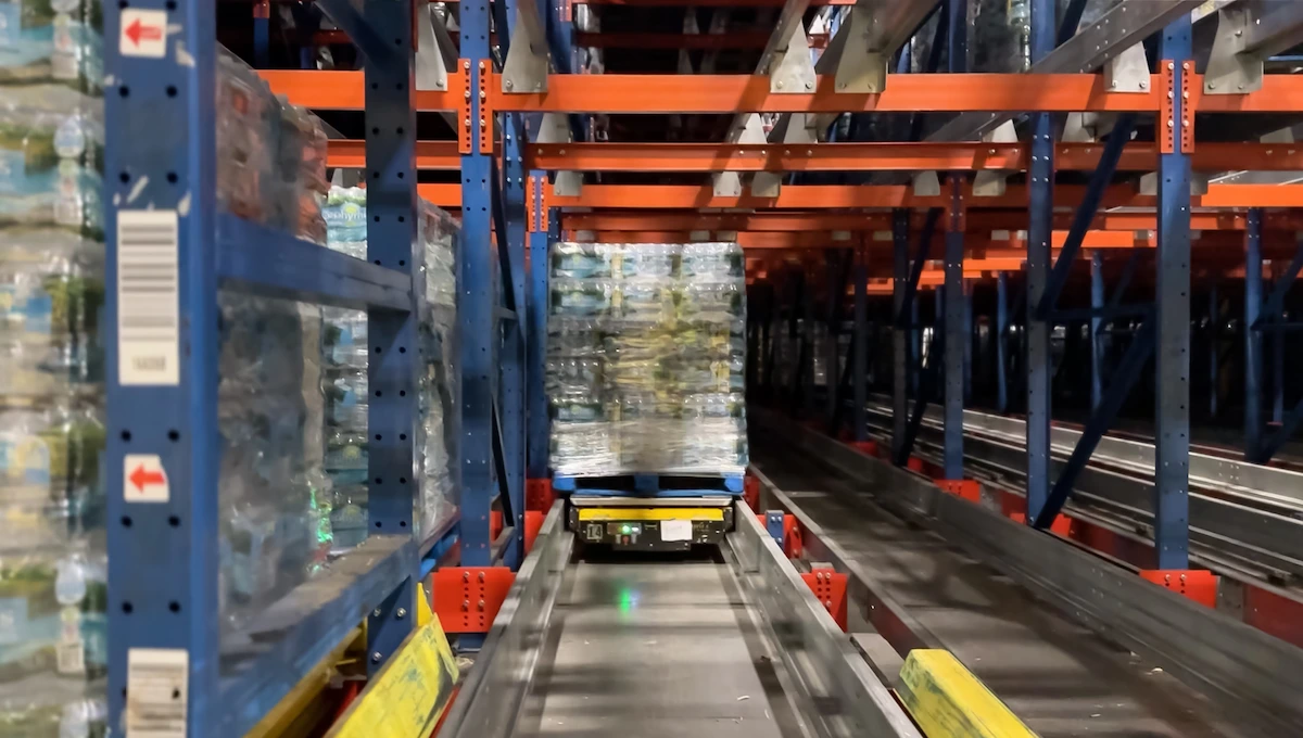 Spacemaker pallet shuttle deployed at the Zephyrhills, FL beverage distribution facility