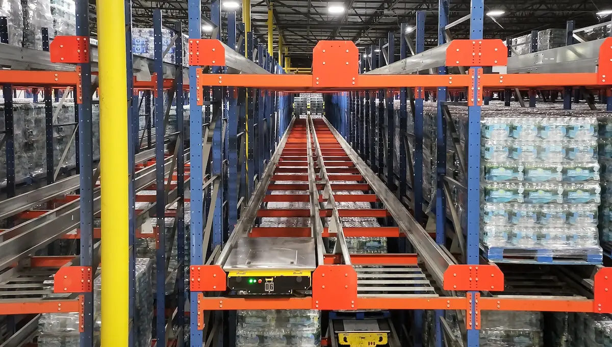 Spacemaker pallet shuttle deployed at the Zephyrhills, FL beverage distribution facility
